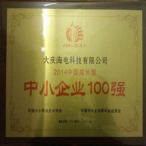 中國中小企業(yè)百強獎狀